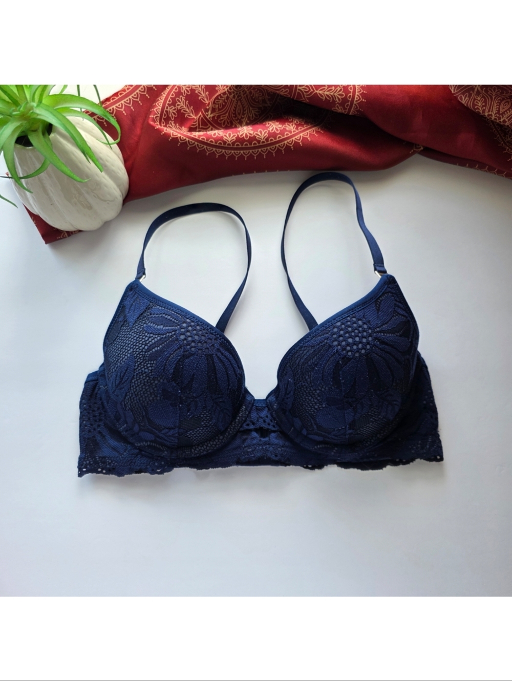 Aerie Plunge Bra Navy Blue Padded Size 32C